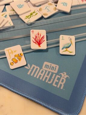 Mini Mahjer Mahjong Tiles Travel Game Set in Beach Theme